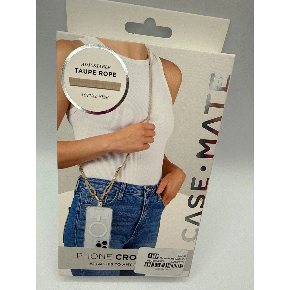 Case-Mate Phone Crossbody Unisex OS Taupe New Adjustable Rope Lanyard Strap